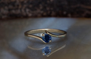 Dainty sapphire solitaire ring