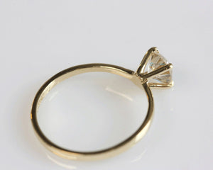 Gold Solitaire Ring-Solitaire diamond ring-Solitaire 6 prong-Solitaire ring 1 ct-Dainty ring-Solid gold ring-Tiny ring-Round halo