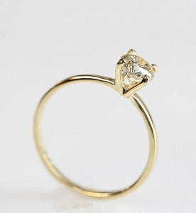 Gold Solitaire Ring-Solitaire diamond ring-Solitaire 6 prong-Solitaire ring 1 ct-Dainty ring-Solid gold ring-Tiny ring-Round halo
