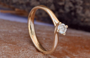 Solitaire diamond gold ring-Twist diamond engagement ring-Promise ring-Dainty Solitaire Ring-4 prong solitaire ring-Gold Solitaire Ring