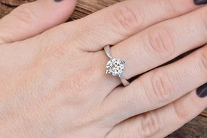 Gold Solitaire Ring-Solitaire ring- Solitaire diamond ring-14K White Gold Ring-Promise ring-Dainty ring-2 carat Diamond ring-Solid gold ring
