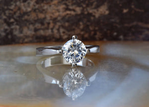 Gold Solitaire Ring-Solitaire ring- Solitaire diamond ring-14K White Gold Ring-Promise ring-Dainty ring-2 carat Diamond ring-Solid gold ring