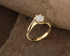 Gold Solitaire Ring-1 ct Solitaire engagement ring-Solitaire ring-Yellow gold ring-Women Jewelry-Promise ring-Solitaire diamond gold ring