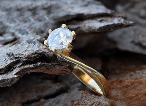 Gold Solitaire Ring-1 ct Solitaire engagement ring-Solitaire ring-Yellow gold ring-Women Jewelry-Promise ring-Solitaire diamond gold ring
