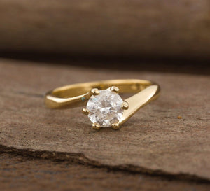 Gold Solitaire Ring-1 ct Solitaire engagement ring-Solitaire ring-Yellow gold ring-Women Jewelry-Promise ring-Solitaire diamond gold ring