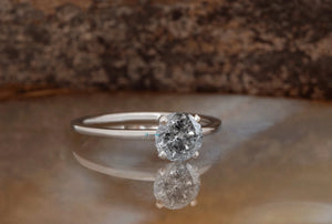 4 ct Salt and Pepper grey diamond engagement ring - 14k 18K White Gold