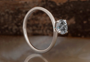 4 ct Salt and Pepper grey diamond engagement ring - 14k 18K White Gold