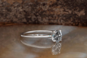3 ct Salt and Pepper grey diamond engagement ring - 14k 18K White Gold
