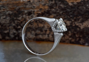 Gold Solitaire Ring-Solitaire ring-1/5 ct Engagement Ring-Diamond Solitaire-Promise ring-Art deco ring-Custom Ring-Filigree engagement ring