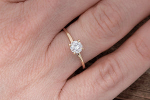 Gold Solitaire Ring-Solitaire diamond ring-Solitaire 6 prong-Solitaire ring 1 ct-Dainty ring-Solid gold ring-Tiny ring-Round halo