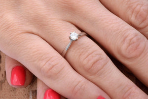 Solitaire ring-Promise ring-Classic round engagement ring-6 prong solitaire ring-Tiny ring-Petite solitaire ring-Solitaire diamond gold ring