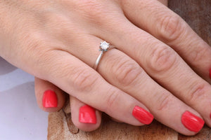 Solitaire ring-Promise ring-Classic round engagement ring-6 prong solitaire ring-Tiny ring-Petite solitaire ring-Solitaire diamond gold ring