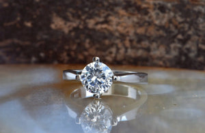 Gold Solitaire Ring-Solitaire ring- Solitaire diamond ring-14K White Gold Ring-Promise ring-Dainty ring-2 carat Diamond ring-Solid gold ring