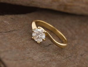 Gold Solitaire Ring-1 ct Solitaire engagement ring-Solitaire ring-Yellow gold ring-Women Jewelry-Promise ring-Solitaire diamond gold ring