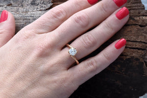 Gold Solitaire Ring-1 ct Solitaire engagement ring-Solitaire ring-Yellow gold ring-Women Jewelry-Promise ring-Solitaire diamond gold ring