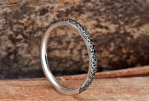 Black diamond band-Micro pave ring-Diamond wedding Band-Stacking rings-Matching bands-Black Diamond Ring-Solid gold ring-Matching rings