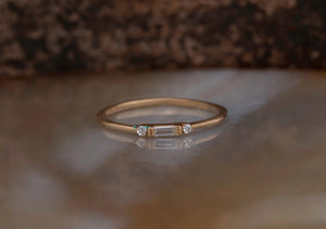 Baguette diamond stacking ring 0.08 carat 18k 14k rose gold