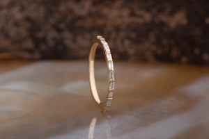 Minimalist ring-Diamond Eternity Band-Wedding band-Stacking rings-Baguette ring-14k yellow gold -Baguette Diamond Ring-Nesting Wedding Band