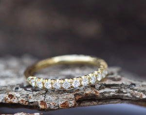 Diamond Eternity Wedding Band-Diamond 1/2 carat wedding band-Wedding band yellow gold -Diamond Band-Half eternity Ring-Art deco band ring