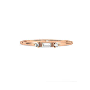 Minimalist ring-Diamond wedding Band-Stacking rings-Baguette ring-14k rose gold -Baguette Diamond Ring-Solid gold ring-Cluster Ring 0.08 ct