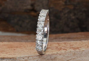 Curved ring-Cluster wedding band-Eternity Wedding Band-Diamond ring-Diamond Band-Stacking gold rings-Half-Eternity Ring-Wedding ring