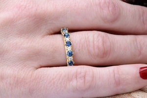 Sapphire eternity band-Blue sapphire engagement ring-Blue sapphire band-14K Yellow Gold Ring-Women Jewelry-Anniversary ring-Multistones ring - SevenCarat