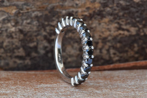 Black diamond band-Micro pave ring-Diamond wedding Band-Stacking rings-Matching bands-Black Diamond Ring-Solid gold ring-Matching rings
