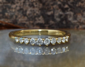 Diamond band vintage-Nesting ring-Eternity Wedding Band-Diamond Ring-Stacking band-Anniversary ring-Half Eternity Ring- Diamond band