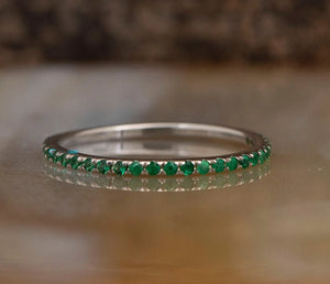 Micro pave emerald wedding Band