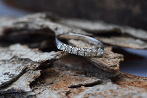 Curved ring-Cluster wedding band-Eternity Wedding Band-Diamond ring-Diamond Band-Stacking gold rings-Half-Eternity Ring-Wedding ring