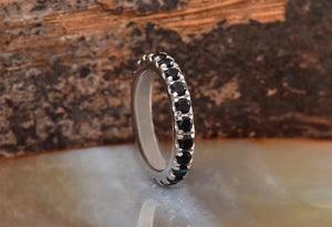 1 ct black diamond ring-Micro pave ring-Black diamond band-Stacking rings-Matching bands-Black Diamond Ring-Solid gold ring-Matching rings