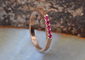 Ruby ring vintage-Micro pave ring-Ruby ring gold band-Stacking ring-Solid gold ring-Ruby wedding band-Ruby ring-Ruby ring gold-Ruby band