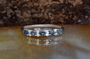 Sapphire eternity band-Blue sapphire engagement ring-Blue sapphire band-14K White Gold Ring-Women Jewelry-Anniversary ring-Multistones ring-Anniversary ring,blue sapphire ring,diamond ring,diamond thin band,diamond wedding band,eternity band,gold diamond ring,Multistone ring,sapphire band,sapphire diamond,sapphire eternity,Vintage sapphire,wedding band