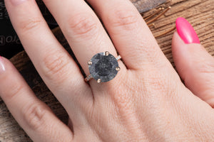 8.25 ct Salt and Pepper galaxy diamond engagement ring - 14k 18K Rose Gold