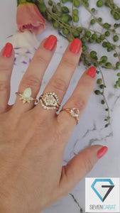 Diamond Bridal Set, Flower Engagement Ring Diamond, Multi Diamond Engagement Ring, Art Deco Diamond Jewelry, Flower Engagement Ring Set