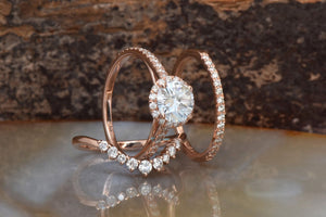 Rose gold Cluster wedding ring set-Wedding sets women rings-Diamond engagement ring vintage-Halo diamond Promise ring-Anniversary ring,art deco ring,Bridal wedding ring,Diamond engagement,engagement ring,gold diamond ring,Promise ring,Round,Round engagement,solitaire ring,unique engagement,wedding ring,Wedding sets