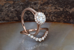 Wedding sets women rings-Rose gold Cluster wedding ring set-Diamond engagement ring vintage-Halo diamond Promise ring-Anniversary ring,art deco ring,Bridal wedding ring,Diamond engagement,engagement ring,gold diamond ring,pear diamond ring,Promise ring,Round,round diamond ring,Round engagement,solitaire ring,unique engagement,wedding ring,Wedding sets