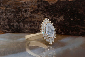 2.7 ct  salt and pepper diamond ring- Vintage Gatsby Engagement Rings 14k 18k yellow gold