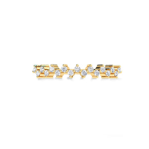 Micro pave ring-Diamond wedding Band-Stacking rings-Baguette ring-14k yellow gold -Baguette Diamond Ring-Solid gold ring-Cluster Ring 0.08ct