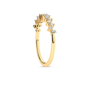 Micro pave ring-Diamond wedding Band-Stacking rings-Baguette ring-14k yellow gold -Baguette Diamond Ring-Solid gold ring-Cluster Ring 0.08ct
