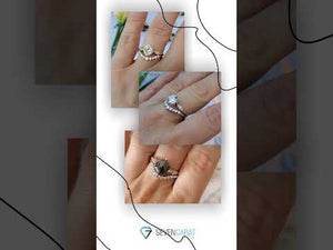 Hexagon diamond-Salt & pepper diamond ring -Diamond cluster wedding set-Gatsby ring 