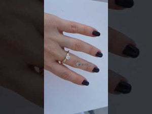 Engagement diamond solid ring in 14K Yellow Gold. Promise ring with solitaire diamond ring