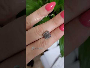 Sevencaratshop 60 subscribers 5.7 ct salt & pepper engagement ring with grey diamond. 4 prong solitaire ring