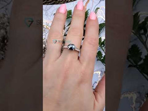 Hexagon engagement ring-Hexagon diamond-Salt and pepper diamond-Salt and pepper ring