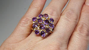 Amethyst Diamond Engagement Ring -Yellow Gold Ring-Anniversary ring-Multistone ring-Birthday present-Amethyst ring-Amethyst for her-amethyst engagement,amethyst gemstone,amethyst ring,anniversary gift,diamond ring,engagement ring,February birthstone,Gemstone,multistone ring,natural amethyst,natural diamonds,Oval,purple stone,Ring,Round,vintage ring,vs,vvs,yellow gold ring