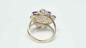 Amethyst Diamond Engagement Ring -Yellow Gold Ring-Anniversary ring-Multistone ring-Birthday present-Amethyst ring-Amethyst for her-amethyst engagement,amethyst gemstone,amethyst ring,anniversary gift,diamond ring,engagement ring,February birthstone,Gemstone,multistone ring,natural amethyst,natural diamonds,Oval,purple stone,Ring,Round,vintage ring,vs,vvs,yellow gold ring