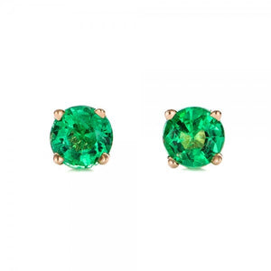 0.50 ct carat Emerald stud earrings -Green Emerald-Handmade Emerald stud earrings-14 k Yellow gold earnings-Emerald earrings-For her