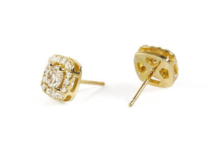 1.5 ct Diamond earrings-Art deco stud earrings-14k yellow gold,anniversary gift,Art deco earrings,diamond earrings,diamond halo,diamond studs,for her,gold earrings,Halo earrings,stud earrings,wedding jewelry,women jewelry,Yellow gold earrings