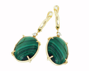 Inspiration bohemian earrings-Malachite earrings-Malachite boho earrings -Birthday gift-Anniversary gift-14k white gold,14k yellow gold,Anniversary gift,Birthday gift,Boho earrings,dangle earrings,diamond earrings,Drop Earrings,For grandmother,gold diamond earring,Malachite earrings,One of a Kind-Boho Style,sevencarat,Unique earrings,vs,vvs,women jewelry