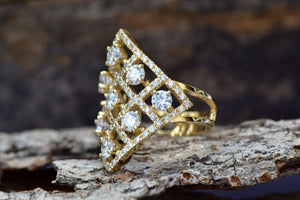 Statement ring-Art deco diamond ring-2.80 ct Designer Diamond ring-Anniversary gifts for wife-Gold Statement Ring-18k yellow gold,2 carat diamond ring,anniversary ring,Art deco ring,Custom ring,diamond ring,Diamond Rings,engagement ring,For her gift,gold diamond ring,multistone ring,sevencarat,Special Design Ring,Statement ring,vs,vvs,wedding ring